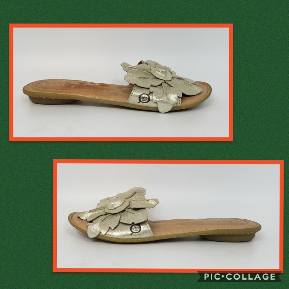 Born Metallic Gold Leather Slide Sandals Size 6 - Picture 4 of 5